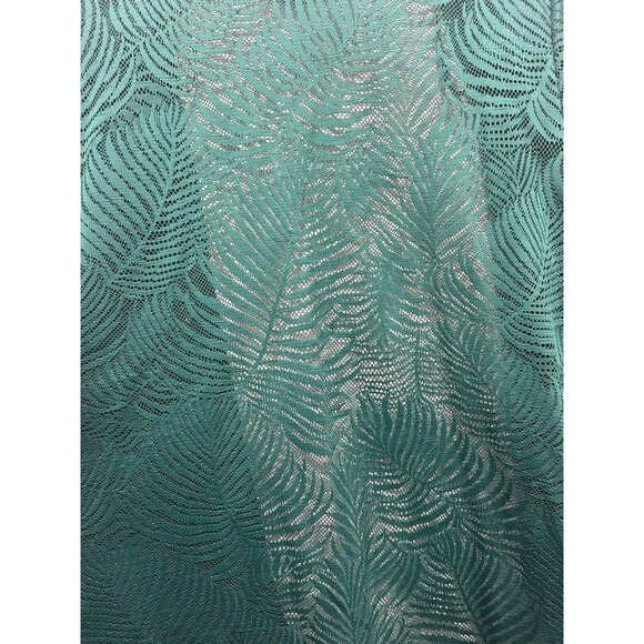 Catherines Womens Cardigan 1X Green Palm Embroidered Lace Open Front Loose Beach - Picture 5 of 5
